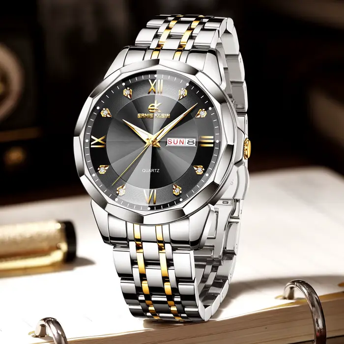 ERNIE KLEIN luxe hommes montres affaires haut marque homme montre-bracelet étanche lumineux Date semaine Quartz montre