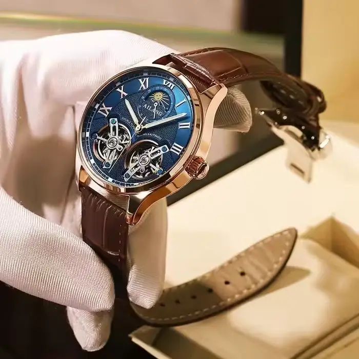 Montre Mécanique Automatique Daniel Gorman Style Affaires Personnalisable Double Tourbillon Phase De La Lune Occasions Spéciales Pour Homme