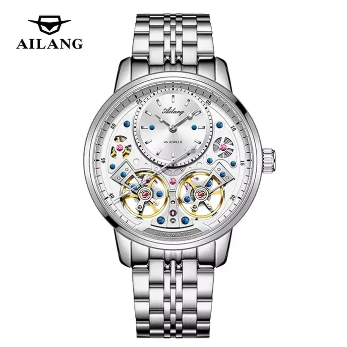 AILANG Montre mécanique automatique à double tourbillon pour hommes