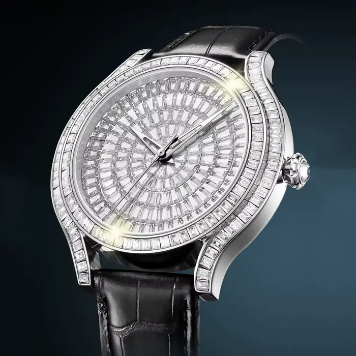 Montres automatiques pour hommes avec zircone cubique CZ