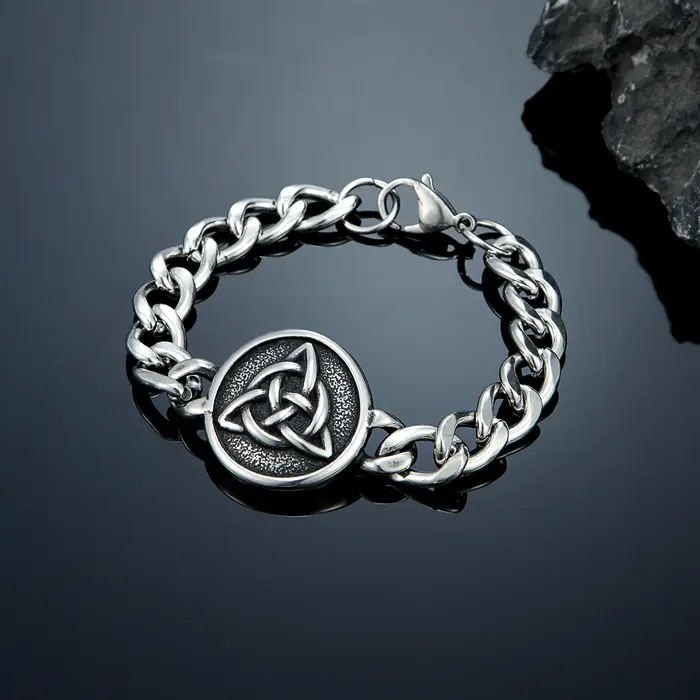 Bracelet Viking à nœud celtique pour hommes - Acier inoxydable