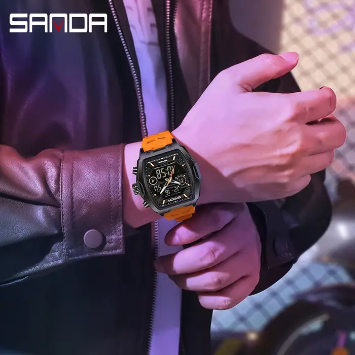 SANDA mode double affichage numérique hommes montre multifonctionnel en plein air Sport