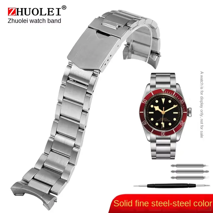 Bracelet de montre solide incurvé 22mm pour Tudor Black Bay 79230 79730 Heritage Chrono, sans Rivet,