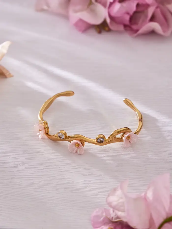 Bracelet à fleurs roses et blanches de haute qualité pour femmes