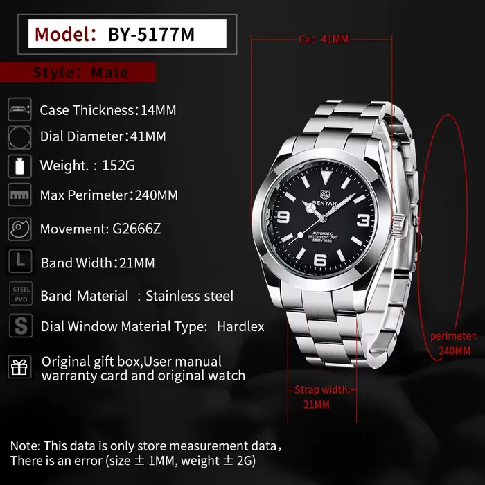 BENYAR 2026 Nouvelle Montre Mécanique Automatique pour Hommes