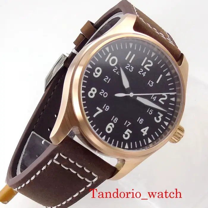 Montre automatique pour homme Tandorio Japan NH35A PT5000 en bronze massif CuSn8
