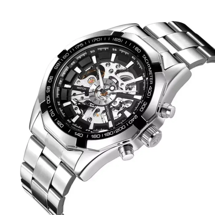 Montres mécaniques automatiques en acier inoxydable pour hommes
