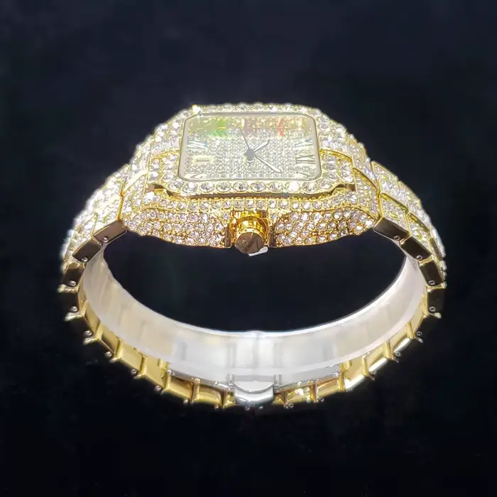 Offre spéciale montre en diamant pour hommes Top marque de luxe montre-bracelet de glace mode en acier inoxydable étanche montres à Quartz livraison directe