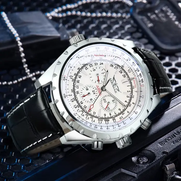Montre T-WINNER en acier inoxydable automatique avec affichage de la semaine et sécurité pour hommes occasions spéciales sportives élégantes