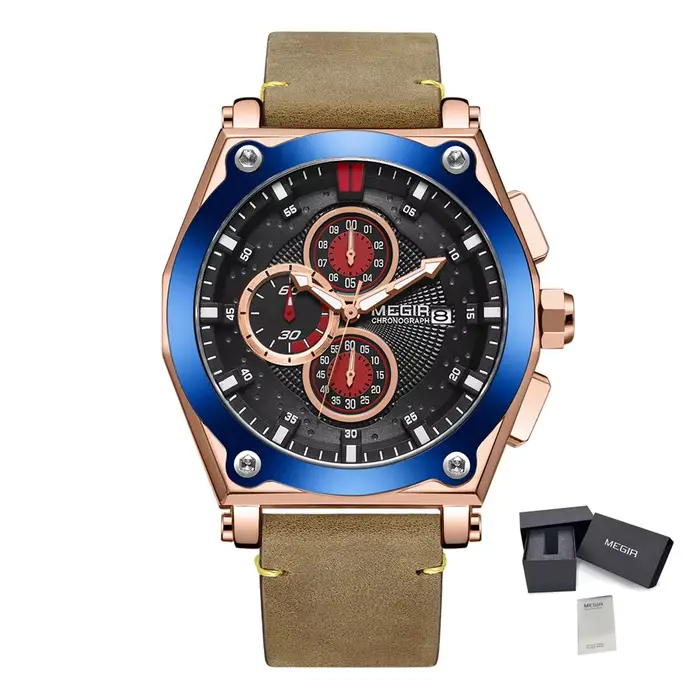 Montres pour hommes MEGIR, montres de sport de haute qualité, lumineuses, étanches, chronographe, da