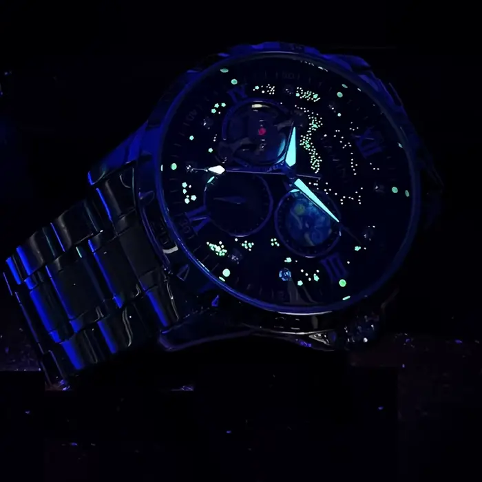 Montre multifonctionnelle homme automatique avec phase de lune lumineuse cadran 43mm résistante à l'eau occassions spéciales