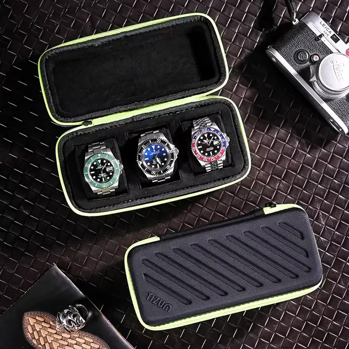Montres touristiques de luxe, sac à roulettes de montre à 3 fentes, étui de montre Portable de voyage pour hommes, organisateur pour hommes, sac de rangement de bracelets de bijoux