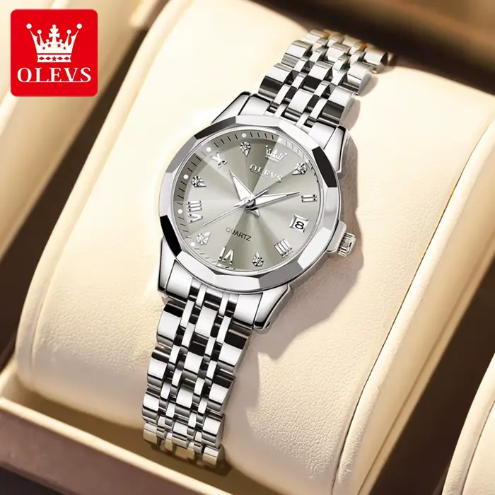 OLEVS 9931 Montre élégante pour femme de marque supérieure, miroir losange, quartz original, bracele