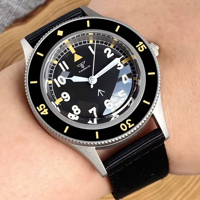 Tandorio – montre automatique rétro pour hommes, 40mm, mouvement Miyota 8215, cadran noir, lunette e