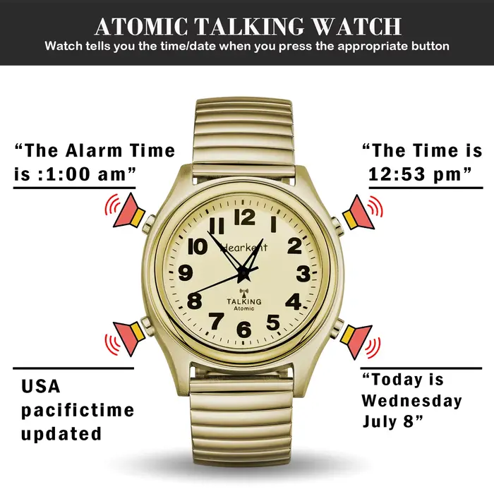 Montre Hearkent Horloge Atomique Américaine avec Bracelet Elastique Numérique Pour Hommes et Femmes Occasions Spéciales Cadeau Pour Les Parents