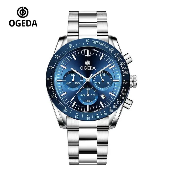 OGEDA 2024 nouvelle montre à Quartz pour hommes à la mode chronographe en alliage de verre minéral étanche 20Bar
