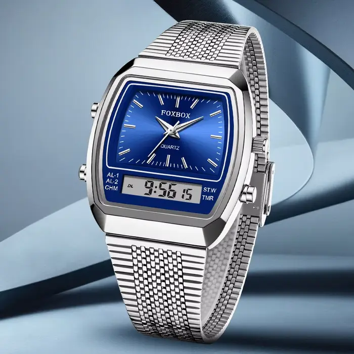 FOXBOX montres à Quartz de luxe mode double affichage temps pour hommes femmes Sports de plein air semaine étanche montre-bracelet numérique Relojes