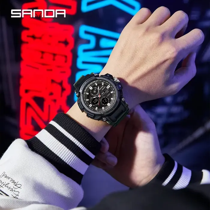 Nouvelle Montre Électronique SANDA 3390 Élégante et Luxe Pour Homme Occasions Spéciales Plage Bureau Multifonctionnelle