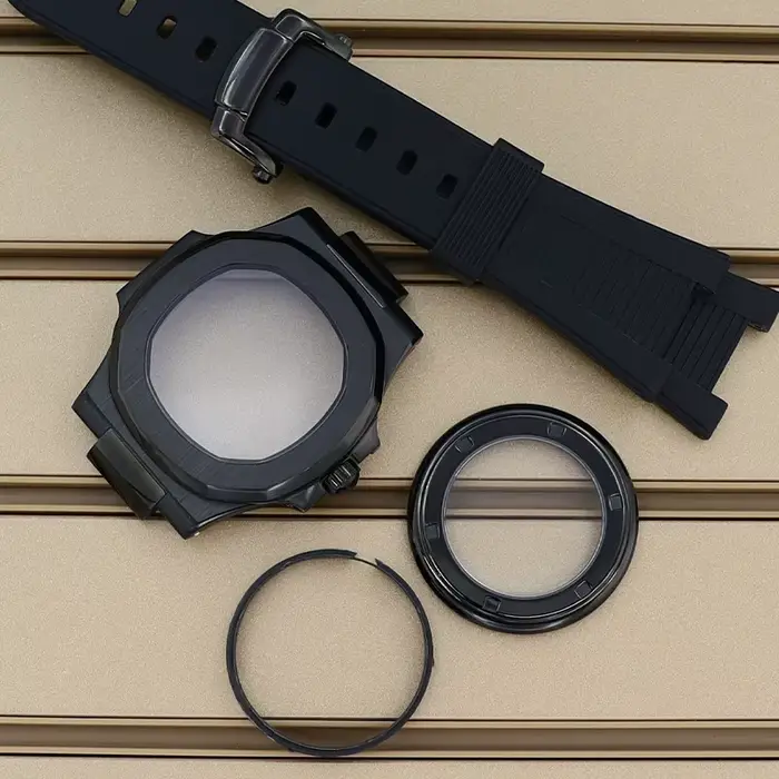Boîtier de montre noir 40mm, Bracelet en caoutchouc pour Seiko NH35 NH36 NH38/34, cadran 30.8mm, cri