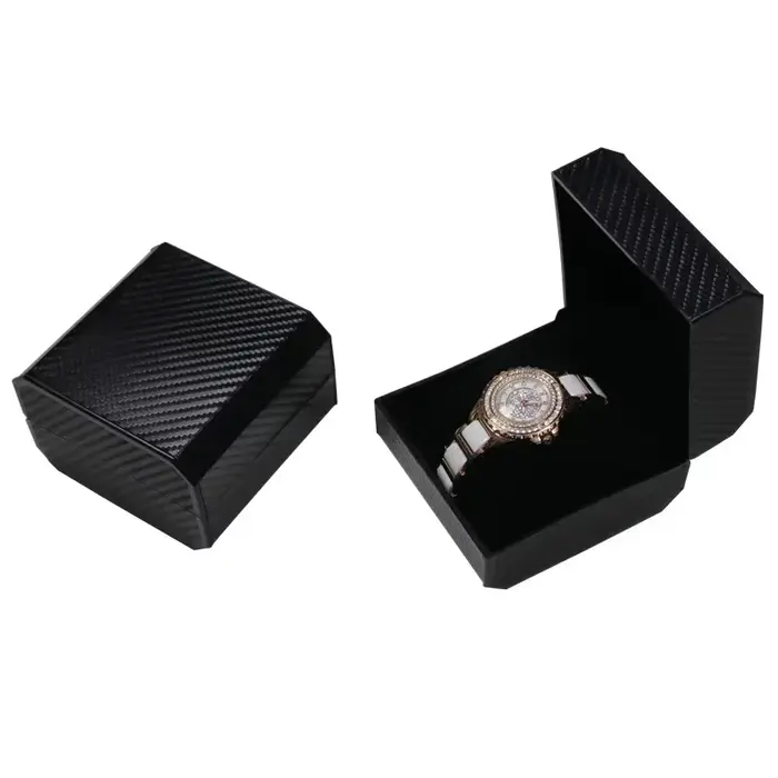Boîte-cadeau de montre unique noire avec oreiller, présentoir de montre-bracelet en cuir PU, organis