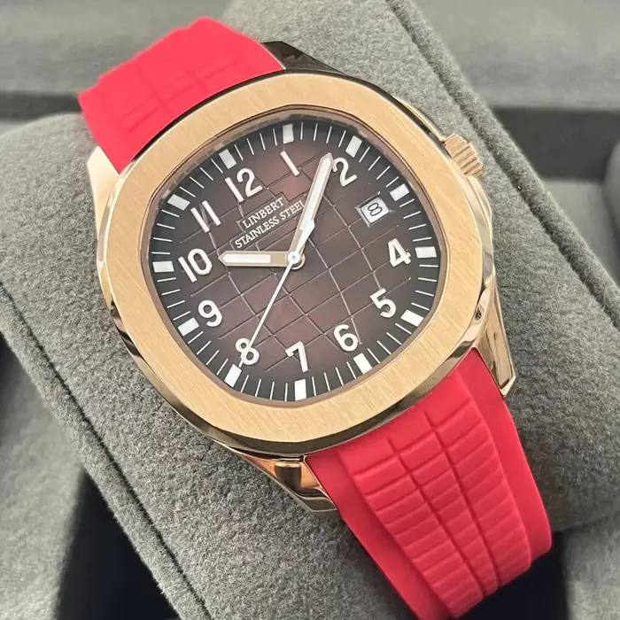 Montre pour hommes mécanique entièrement automatique en or Rose véritable marque de luxe en acier lumineux étanche