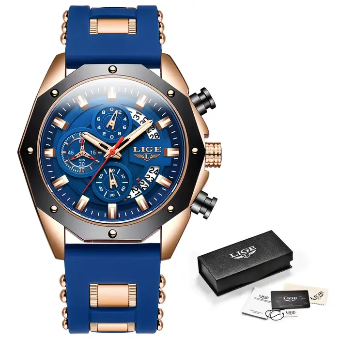 2025 LIGE nouvelle mode hommes montres haut de gamme de luxe Silicone Sport montre