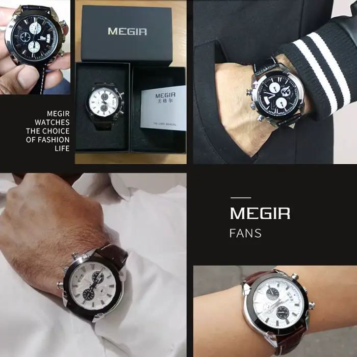 Montres chronographes pour hommes MEGIR