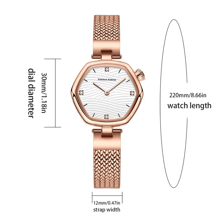 2025 nouvelles femmes boîte-cadeau montre mode Hexagonal en acier inoxydable maille ceinture mouvement japonais or Rose
