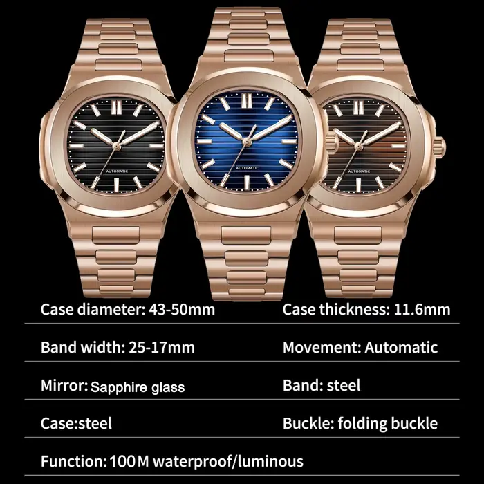 Montre mécanique de style Nautilus MACARLON Design 2026