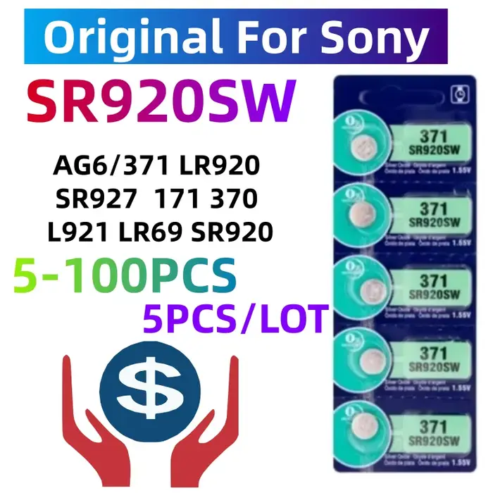Original pour SONY AG6 371 SR920SW LR920 SR927 171 370 L921 LR69 SR920 piles bouton pour montre joue