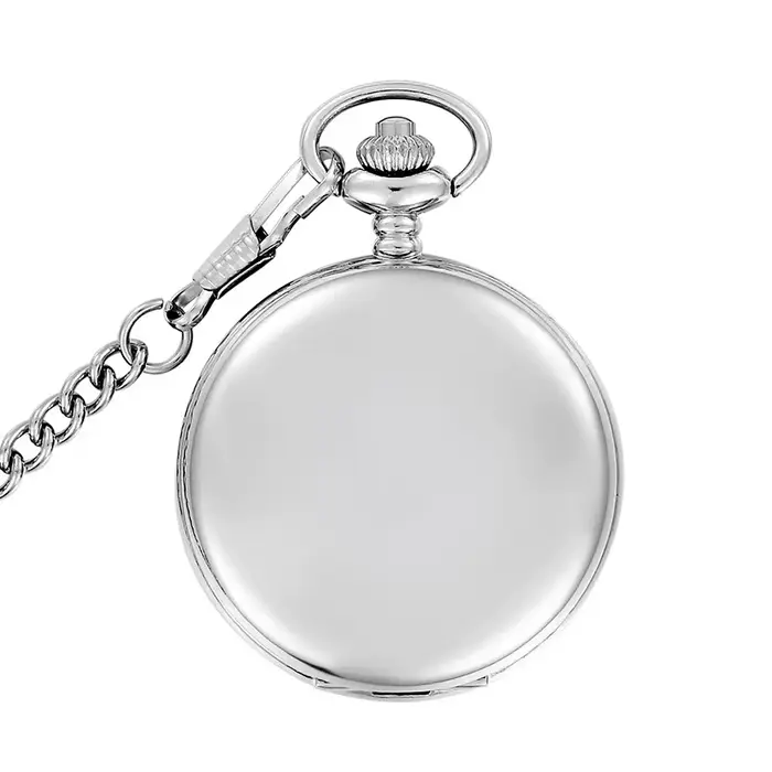 Montre de poche à Quartz lisse, argent/Bronze/noir/or, pendentif en alliage de bijoux avec chaîne, c