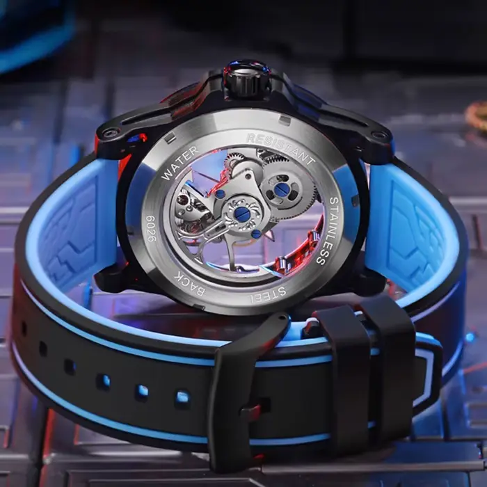 MUSANFIGO montre pour hommes entièrement automatique évidée avec mouvement mécanique