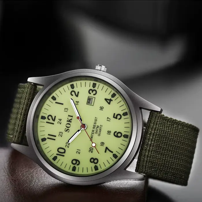 Montre-bracelet à Quartz étanche en Nylon pour hommes