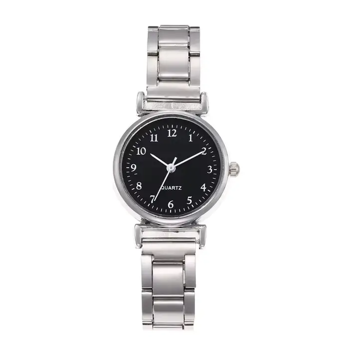 Montre Bracelet Femme Argent Acier Quartz Cadran Ronds Occasions Spéciales Blanc Noir