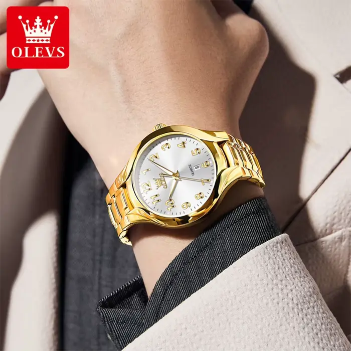 OLEVS 3650 montres en or pour hommes classique grand cadran numérique Date automatique étanche lumineux Original