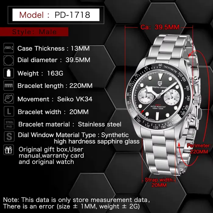Nouvelles Montres Panda pour Hommes 2026 PAGANI DESIGN Montre de Sport de Luxe à Quartz Chronographe Étanche avec Verre
