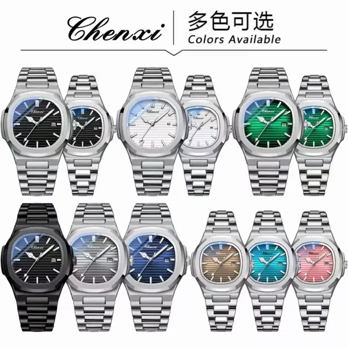 CHENXI 8222 montre à Quartz pour hommes montre-bracelet de luxe en acier inoxydable étanche lumineux Date mâle horloge montres cadeau