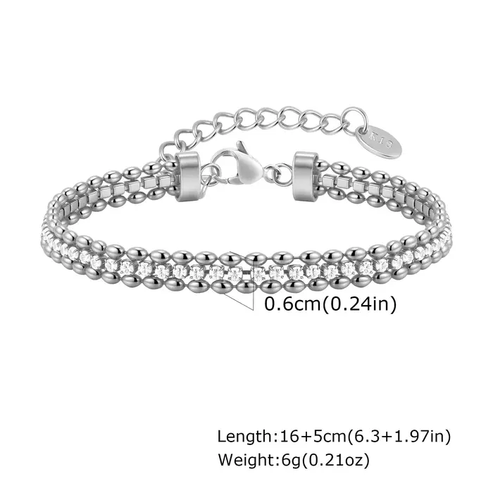 Bracelets à trois couches en acier inoxydable pour femmes