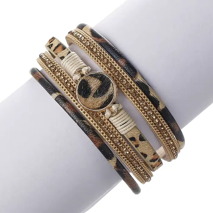 ALLYES – Bracelet bohème en cuir léopard pour femmes et hommes