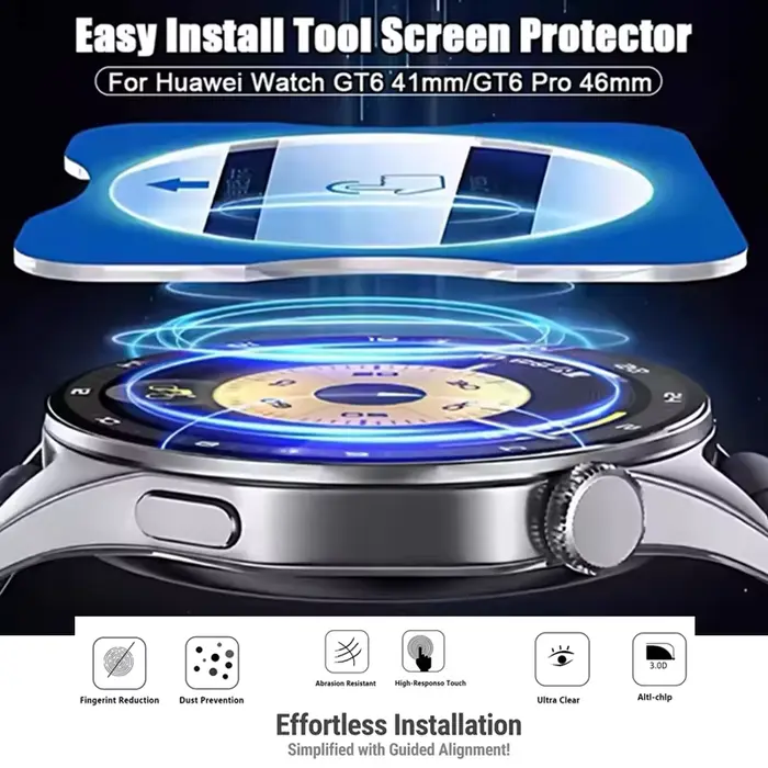 Protecteur d'écran en verre trempé pour Huawei Watch GT 6 Pro 46mm avec outil d'alignement