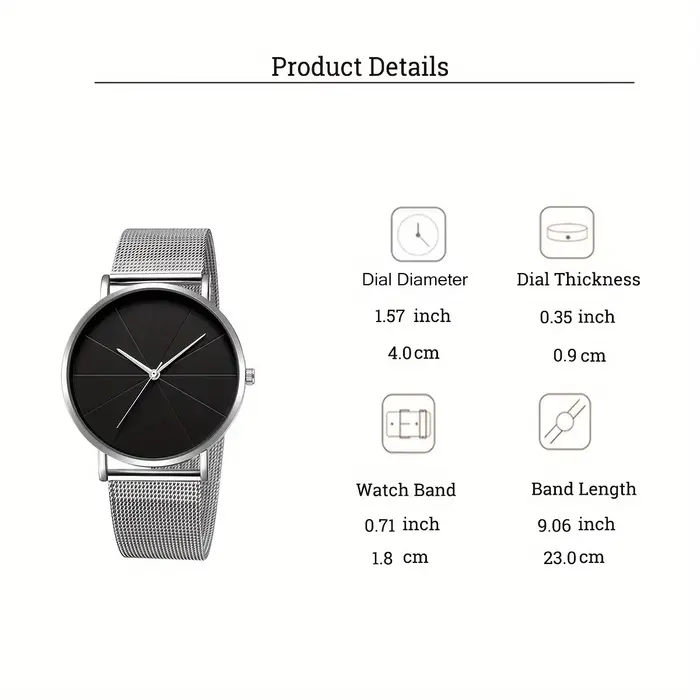 Montre à Quartz à pointeur rond décontracté