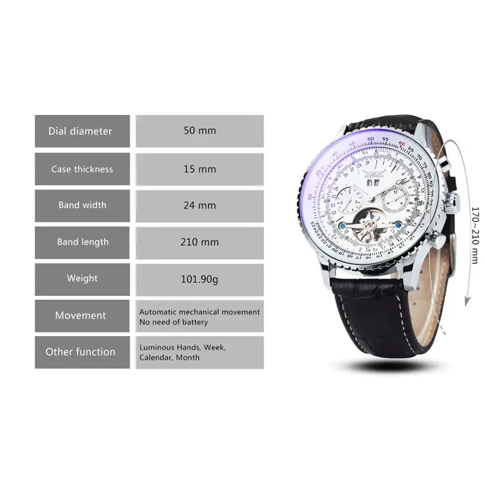JARAGAR Tourbillon montre automatique pour hommes multifonction sous-cadrans sport militaire montres mécaniques bracelet en cuir de luxe nouveau