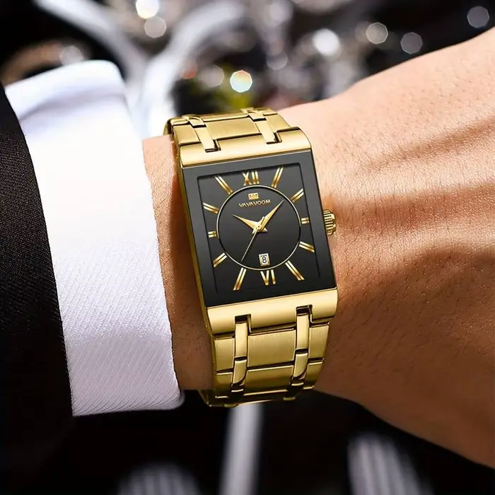 VA VA VOOM-Montre-bracelet carrée en acier inoxydable pour homme