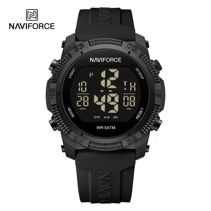 NAVIFORCE 7104 sport hommes LCD numérique loisirs Date semaine réveil étanche bracelet en Silicone montre électronique