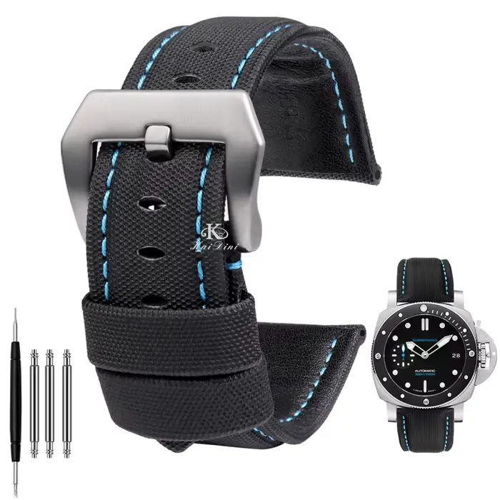 Bracelet de montre en cuir et Nylon, Texture 22mm 24mm 26mm, pour Panerai PAM01661 441 Marina, ligne