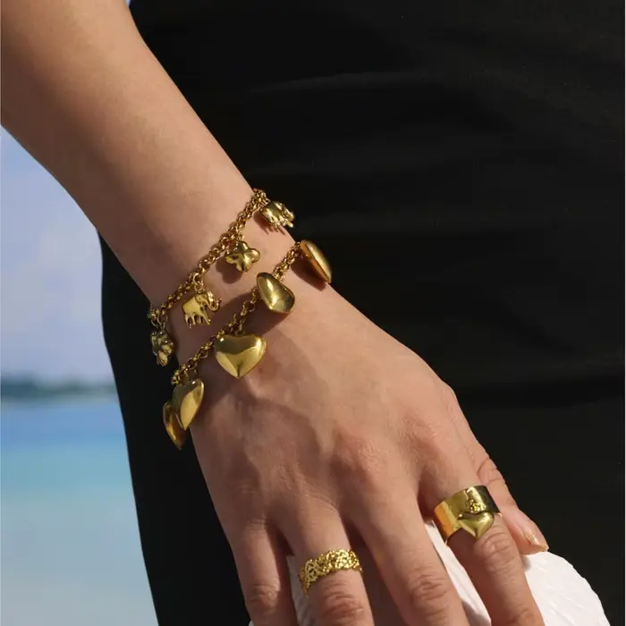 Bracelet chaîne en acier inoxydable plaqué or 18 carats