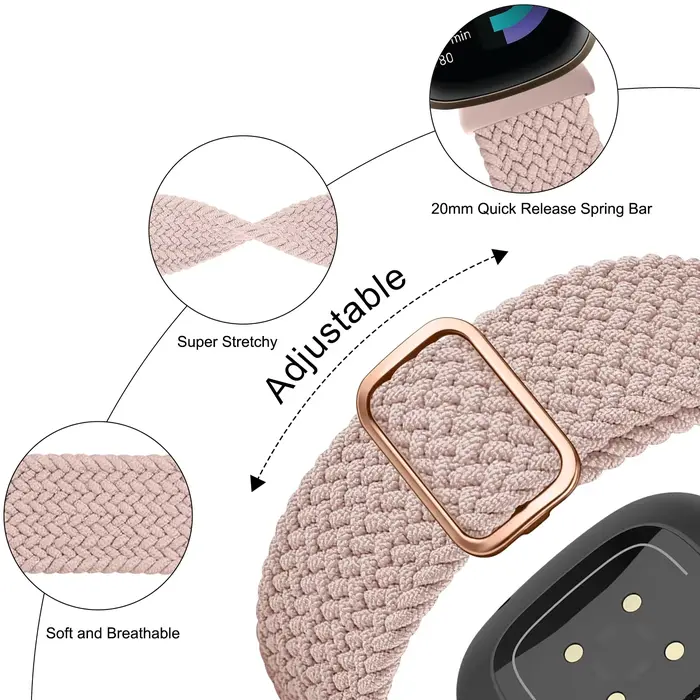 Bracelet élastique tressé pour Fitbit Versa SE 2 3 4