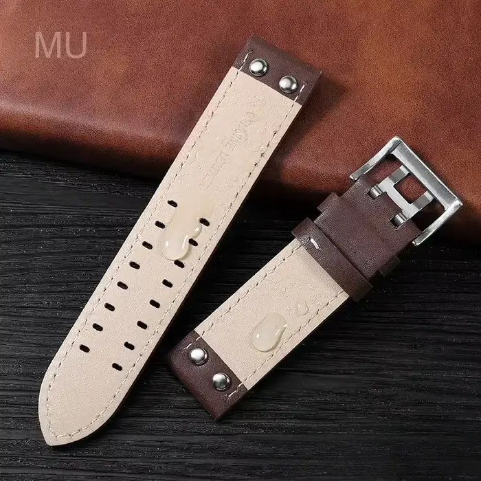 Bracelets de montre imperméables en cuir de vachette véritable pour Hamilton H 760250 Bracelet respirant léger Khaki