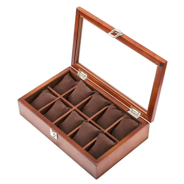 Boîte à montres en bois à 10 emplacements