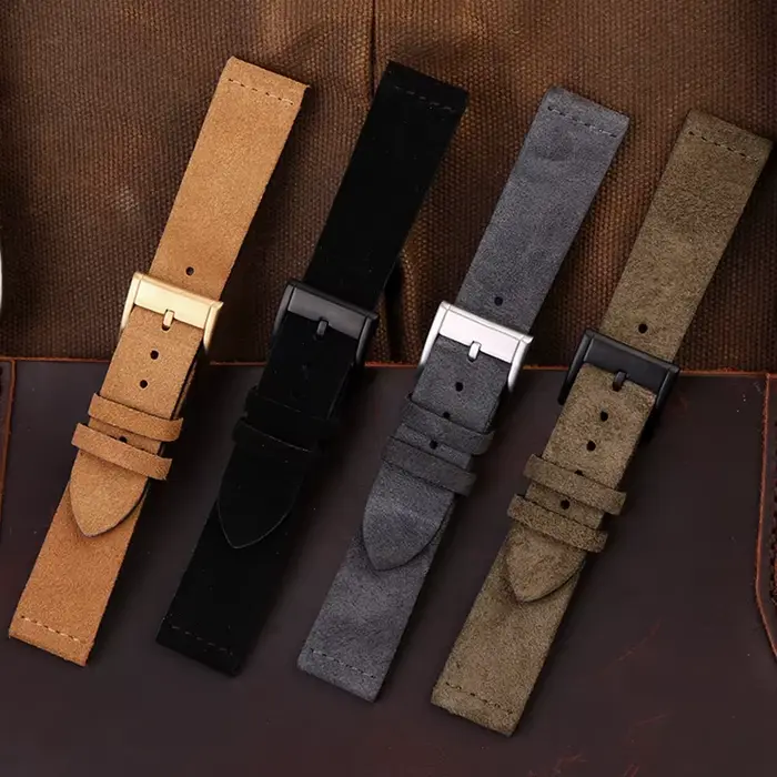 Bracelet de montre en daim rétro fait à la main